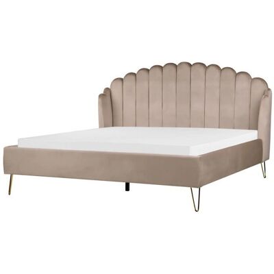 Beliani Sänky Taupe Samettipäällyste EU Super King - Sänky Beliani Sänky Taupe Samettipäällyste EU Super King - Sänky
