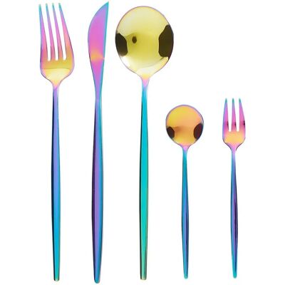Ensemble de Couverts Multicolore Acier Inoxydable 30 Pièces pour 6 Personnes Couteau Cuillère Fourchette Tisonnier Design Moderne - Ensemble de Couverts - Publicité Ensemble de Couverts Multicolore Acier Inoxydable 30 Pièces pour 6 Personnes Couteau Cuillère Fourchette Tisonnier Design Moderne - Ensemble de Couverts - Publicité