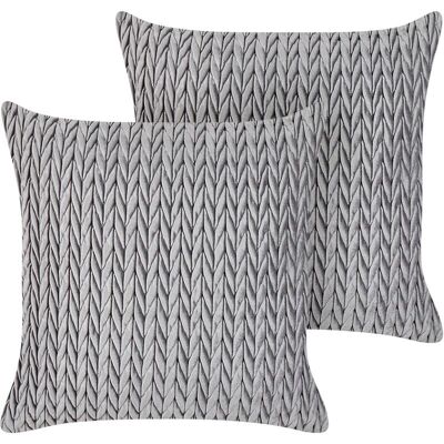 Beliani Ensemble de 2 Coussins en Polyester Gris - Publicité Beliani Ensemble de 2 Coussins en Polyester Gris - Publicité