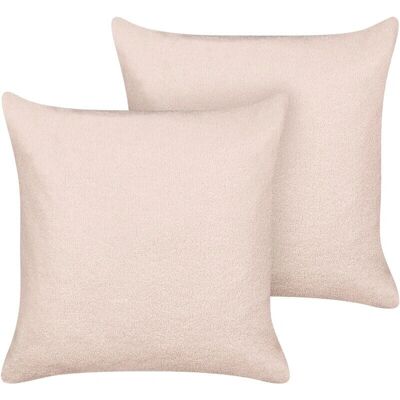 Beliani Rosa Bouclé Kissen - 60x60cm Dekor Set Beliani Rosa Bouclé Kissen - 60x60cm Dekor Set