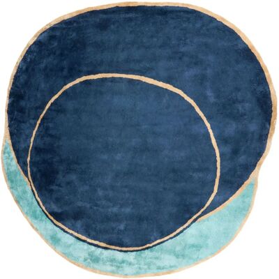 Alfombra Beliani Azul Marino y Turquesa - Moderna, Hecha a Mano, 200x200 cm Alfombra Beliani Azul Marino y Turquesa - Moderna, Hecha a Mano, 200x200 cm
