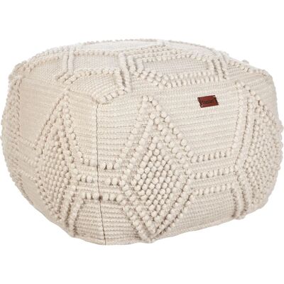 Beliani Pouf CHOIM Beige Lana Tejido a Mano - Pouf Beliani Pouf CHOIM Beige Lana Tejido a Mano - Pouf
