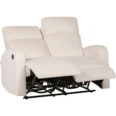 Beliani Elektrisch Relaxsessel Hvid Velour 2-Sitzer Modernes Design Komfortfunktion Beliani Elektrisch Relaxsessel Hvid Velour 2-Sitzer Modernes Design Komfortfunktion