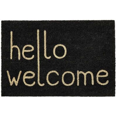 Beliani Felpudo Negro Fibra de Coco Revestimiento Antideslizante PVC 40 x 60 cm Texto de Bienvenida Decoración Moderna Beliani Felpudo Negro Fibra de Coco Revestimiento Antideslizante PVC 40 x 60 cm Texto de Bienvenida Decoración Moderna