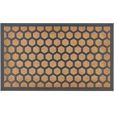 Felpudo Beliani Natural de Poliéster Negro con Reverso de Goma Antideslizante - 45 x 75 cm Diseño Panal Felpudo Beliani Natural de Poliéster Negro con Reverso de Goma Antideslizante - 45 x 75 cm Diseño Panal