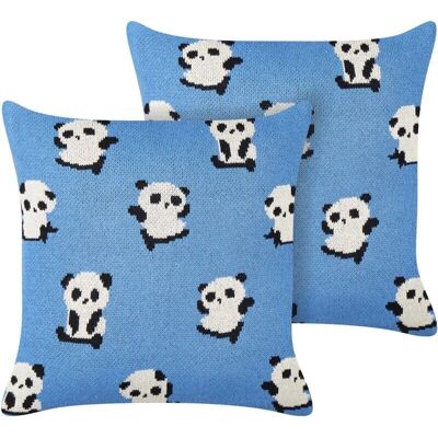 Beliani Ensemble de 2 Coussins Décoratifs pour Enfants - Housses en Coton Bleu - 45x45 cm Panda - Publicité Beliani Ensemble de 2 Coussins Décoratifs pour Enfants - Housses en Coton Bleu - 45x45 cm Panda - Publicité