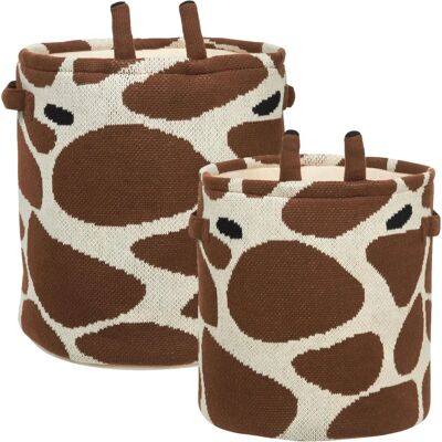 Ensemble de 2 paniers de rangement pour enfants en coton beige et marron avec girafe - Panier de rangement - Publicité Ensemble de 2 paniers de rangement pour enfants en coton beige et marron avec girafe - Panier de rangement - Publicité