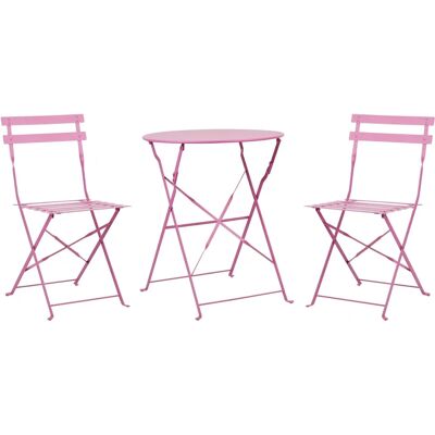 Beliani Pinkes Metall FIORI Bistro-Set - Outdoor-Möbel Beliani Pinkes Metall FIORI Bistro-Set - Outdoor-Möbel