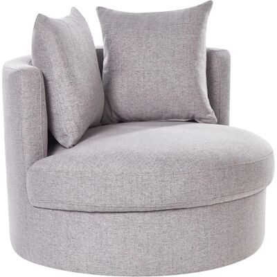Fauteuil gris en polyester avec base tournante et deux coussins Style glamour moderne - Publicité Fauteuil gris en polyester avec base tournante et deux coussins Style glamour moderne - Publicité