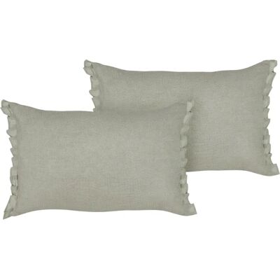 Ensemble de Coussins en Lin Beliani - Rectangulaire Gris Clair Décoration - Publicité Ensemble de Coussins en Lin Beliani - Rectangulaire Gris Clair Décoration - Publicité