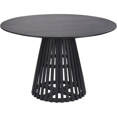 Table à Manger Ronde en Acacia Noire Beliani - 120cm pour 4 Personnes - Publicité Table à Manger Ronde en Acacia Noire Beliani - 120cm pour 4 Personnes - Publicité