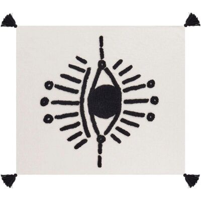 Beliani Coperta in Cotone Bianco Nero Motivo Occhio 125 x 150 - Coperta Beliani Coperta in Cotone Bianco Nero Motivo Occhio 125 x 150 - Coperta