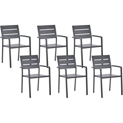 Beliani Gartensessel Set aus 6 - Schwarz Kunststoff & Aluminium Beliani Gartensessel Set aus 6 - Schwarz Kunststoff & Aluminium