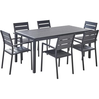 Ensemble de Salle à Manger de Jardin Beliani - Table Rectangulaire, 6 Places, Extérieur, Plastique, Bois - Publicité Ensemble de Salle à Manger de Jardin Beliani - Table Rectangulaire, 6 Places, Extérieur, Plastique, Bois - Publicité