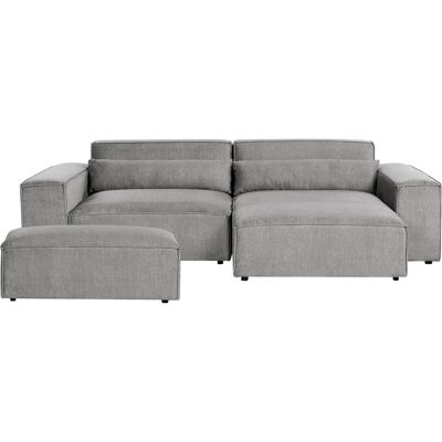 Beliani Sofá esquinero modular gris con otomana - Sofá de esquina Beliani Sofá esquinero modular gris con otomana - Sofá de esquina