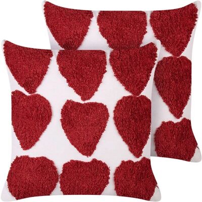Beliani Coton Rouge Blanc 2 Cushions - Accessoires Déco Modernes - Publicité Beliani Coton Rouge Blanc 2 Cushions - Accessoires Déco Modernes - Publicité