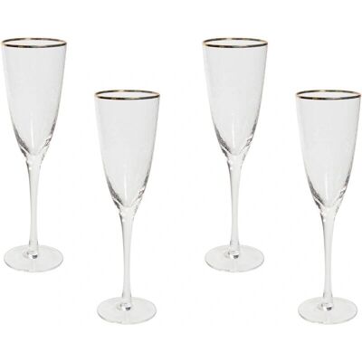 Beliani Set aus 4 Champagnergläser - Handgeblasenes Glas - 25 cl Beliani Set aus 4 Champagnergläser - Handgeblasenes Glas - 25 cl