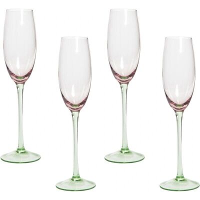 Beliani Set aus 4 Champagnergläser Pink Grün Transparent Handgeblasen 20 cl - Champagne Gläser Beliani Set aus 4 Champagnergläser Pink Grün Transparent Handgeblasen 20 cl - Champagne Gläser