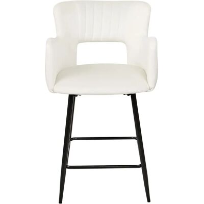 Beliani Chaise de Bar en Velours Blanc avec Accoudoirs - Chaise de Bar - Publicité Beliani Chaise de Bar en Velours Blanc avec Accoudoirs - Chaise de Bar - Publicité