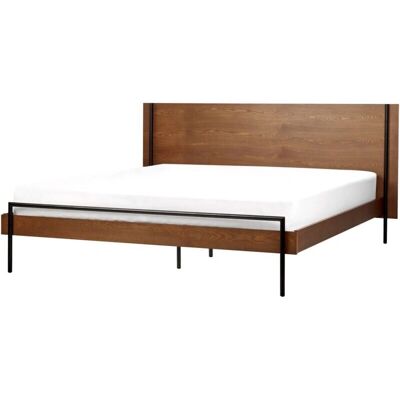 Beliani Tumma Puu King Size Sänky - Moderni MDF-Runko Metalljaloilla Beliani Tumma Puu King Size Sänky - Moderni MDF-Runko Metalljaloilla