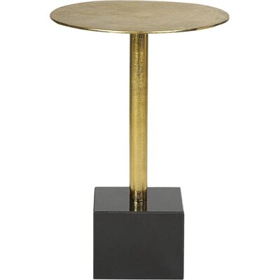 Beliani - Table d'appoint ronde moderne en métal et marbre - Noir et or - Publicité Beliani - Table d'appoint ronde moderne en métal et marbre - Noir et or - Publicité