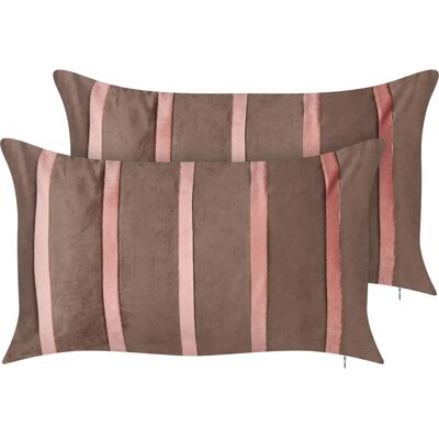 Ensemble de Coussins en Velours Beliani - 2 Coussins Rectangulaires - Décor Moderne - Publicité Ensemble de Coussins en Velours Beliani - 2 Coussins Rectangulaires - Décor Moderne - Publicité