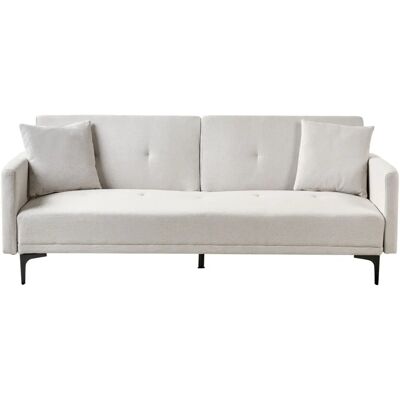 Beliani Sofá Cama Beige Claro Tela 3 Plazas - Sofá cama Beliani Sofá Cama Beige Claro Tela 3 Plazas - Sofá cama