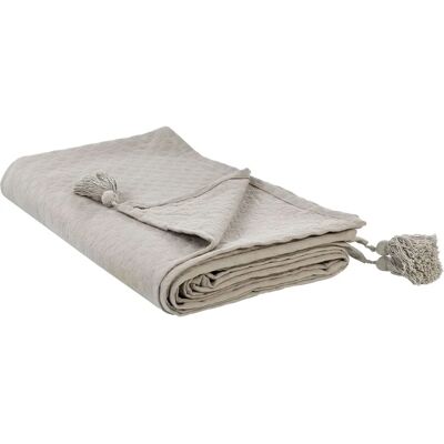Beliani Taupe Baumwollbettdecke 150x200 - Tagesdecke Beliani Taupe Baumwollbettdecke 150x200 - Tagesdecke