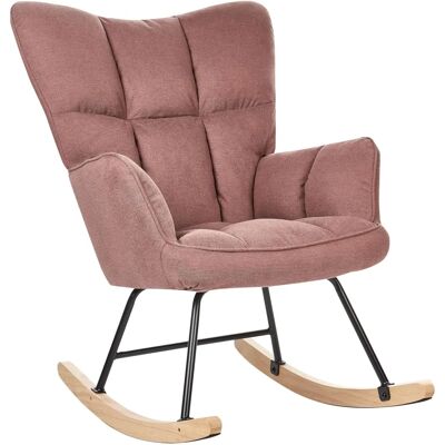 Chaise à bascule Beliani Marron Tissu Bouclé Pieds en bois - Rocking Chair - Publicité Chaise à bascule Beliani Marron Tissu Bouclé Pieds en bois - Rocking Chair - Publicité