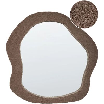 Beliani Wandspiegel Braun MDF-Rahmen Bouclé Polsterung Glas - Wandspiegel Beliani Wandspiegel Braun MDF-Rahmen Bouclé Polsterung Glas - Wandspiegel