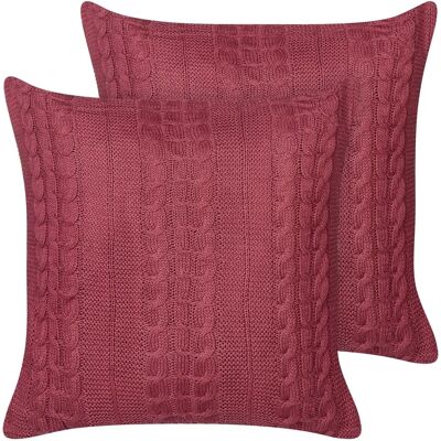 Beliani Ensemble de 2 coussins - Coton Bourgogne 45x45cm - Publicité Beliani Ensemble de 2 coussins - Coton Bourgogne 45x45cm - Publicité