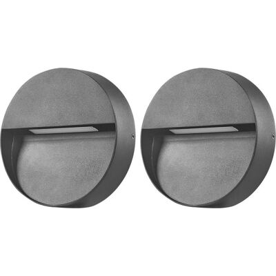 Beliani Schwarze Aluminium Außen-Wandleuchte, 2er Set, Modernes Design, IP54 Beliani Schwarze Aluminium Außen-Wandleuchte, 2er Set, Modernes Design, IP54