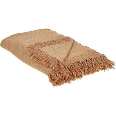 Beliani Rusketruskea Puuvilla 200 x 220 cm fransseilla - Peitto Beliani Rusketruskea Puuvilla 200 x 220 cm fransseilla - Peitto