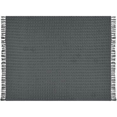 Beliani Petapeite Harmaa Puuvillakangas 150 x 200 cm fransseilla - Petapeite Beliani Petapeite Harmaa Puuvillakangas 150 x 200 cm fransseilla - Petapeite
