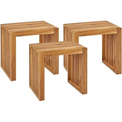 Beliani Bellano Rustic Acacia Wood Garden Stool Set - 3 Pieces Beliani Bellano Rustic Acacia Wood Garden Stool Set - 3 Pieces
