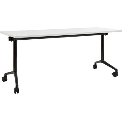 Bureau pliable en métal moderne Beliani - Noir & Blanc - 180x60 cm - Publicité Bureau pliable en métal moderne Beliani - Noir & Blanc - 180x60 cm - Publicité