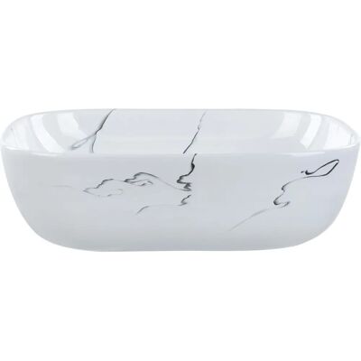 Beliani Waschbecken - Hopi - Weiß - Marmor Effekt - 47x34 cm - Badezimmer Waschbecken Beliani Waschbecken - Hopi - Weiß - Marmor Effekt - 47x34 cm - Badezimmer Waschbecken