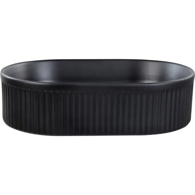 Beliani Wandwaschbecken Schwarz Keramik Modern 49x31cm Beliani Wandwaschbecken Schwarz Keramik Modern 49x31cm