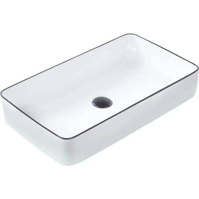 Lavabo rectangulaire blanc Beliani - Céramique, Design moderne - Publicité Lavabo rectangulaire blanc Beliani - Céramique, Design moderne - Publicité