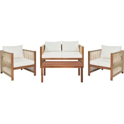 Ensemble de Mobilier de Jardin en Acacia Beliani - 4 Places Moderne - Publicité Ensemble de Mobilier de Jardin en Acacia Beliani - 4 Places Moderne - Publicité