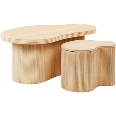 Ensemble de Tables Basse en Rotin Beliani - Style Bohème Naturel - Publicité Ensemble de Tables Basse en Rotin Beliani - Style Bohème Naturel - Publicité