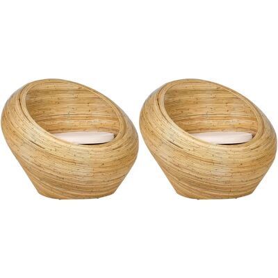 Beliani - Fauteuils de jardin - Rotin naturel, 2 pièces, Style bohème - Publicité Beliani - Fauteuils de jardin - Rotin naturel, 2 pièces, Style bohème - Publicité