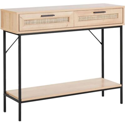 Table console Beliani - Bois naturel boho avec 2 tiroirs - Publicité Table console Beliani - Bois naturel boho avec 2 tiroirs - Publicité