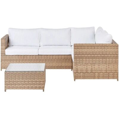 Beliani Avola Modulares Gartenset - Modernes Weißes Rattanmöbel Beliani Avola Modulares Gartenset - Modernes Weißes Rattanmöbel