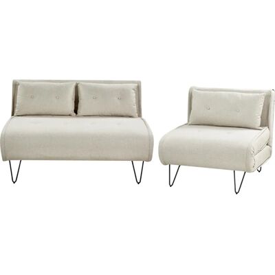 Conjunto de Sofás Beliani - Beige Glamour - Convertible en cama - Tipo de sofá Conjunto de Sofás Beliani - Beige Glamour - Convertible en cama - Tipo de sofá