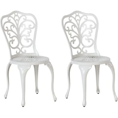 Beliani Ensemble de 2 chaises de jardin en aluminium blanc - Publicité Beliani Ensemble de 2 chaises de jardin en aluminium blanc - Publicité