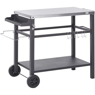 Carrito de jardín Beliani con encimera de acero inoxidable - Moderno negro Carrito de jardín Beliani con encimera de acero inoxidable - Moderno negro