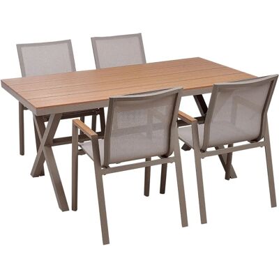 Ensemble de jardin Beliani - 4 places en aluminium avec table en bois - Publicité Ensemble de jardin Beliani - 4 places en aluminium avec table en bois - Publicité