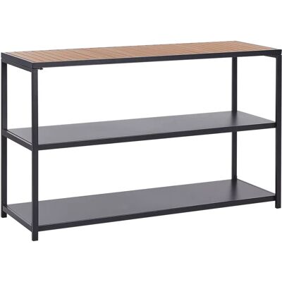 Beliani - Isla de Cocina de Jardín - Acero negro y madera plástica - 150x50x90 cm Beliani - Isla de Cocina de Jardín - Acero negro y madera plástica - 150x50x90 cm