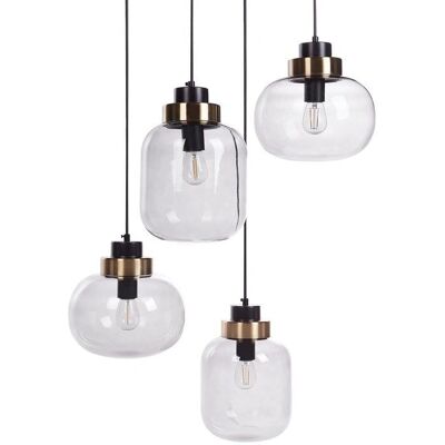 Lámpara colgante de vidrio gris Beliani Zayande - Luz de techo Lámpara colgante de vidrio gris Beliani Zayande - Luz de techo